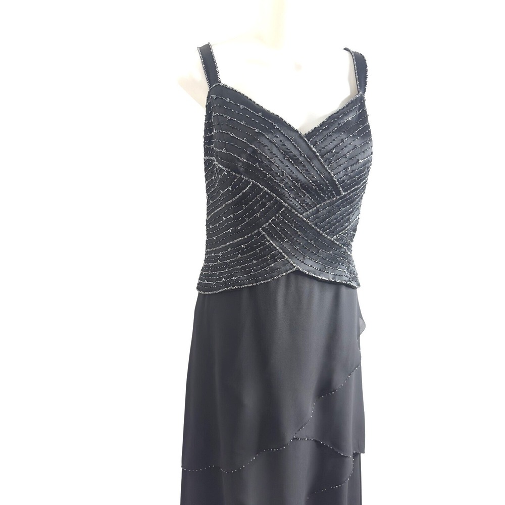 Montage by Mon Cheri Black Dress Gown MOB Sequined Black Tiered 16 - Picture 5 of 8